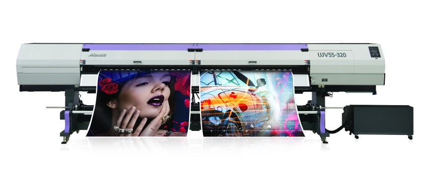 The Mimaki UJV55-320 3.2m roll-to-roll LED UV printer.