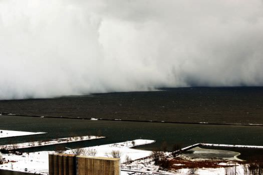 A band of snow making its way across the Buffalo Area