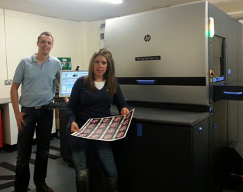 Steve Bottoms and Donna Roche (Head of Graphics and Digital Print) with the new HP Indigo 5600 Digital Press