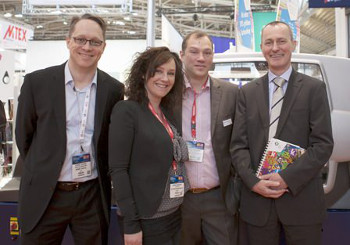 L - R Oliver Luedtke, Kornit Digital’s marketing manager for EMEA, Verena and Marcus Borghoff of ESC Decotec, and Wilfried Kampe, managing director of Kornit Digit Europe