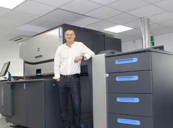 Jon Bailey with ProCo's new HP Indigo 7800 Digital Press which will allow the company to deliver innovative applications to its customers that will really add value to their businesses